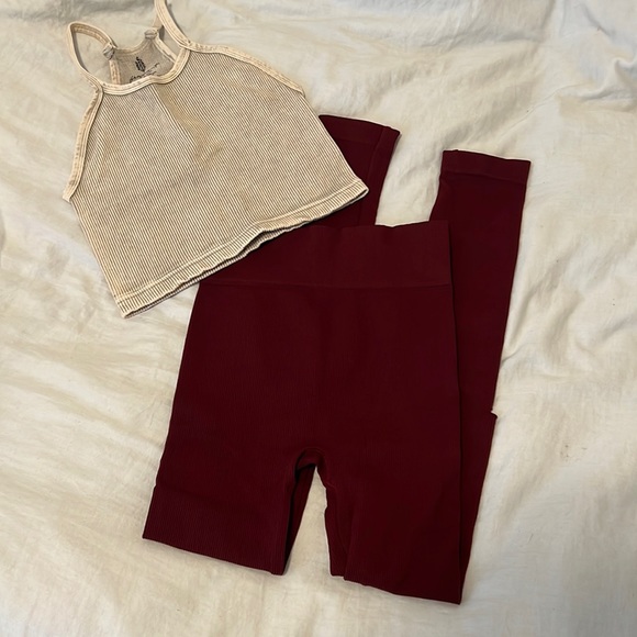 Free People Pants - Free People Burgundy Leggings